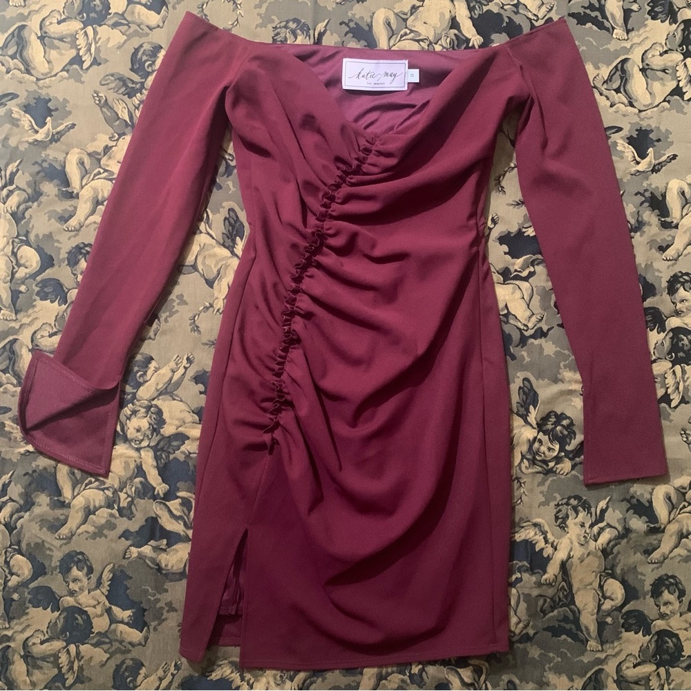 Last call! Katie May burgundy wine cocktail wiggle dress